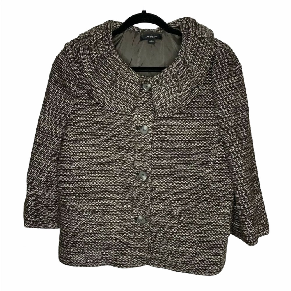 Ann Taylor Womens Tweed Blazer Jacket Size 12